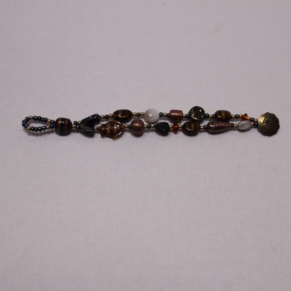 Two Strand Glass Bead Bracelet w/Brass Clasp - Picture 3 of 11